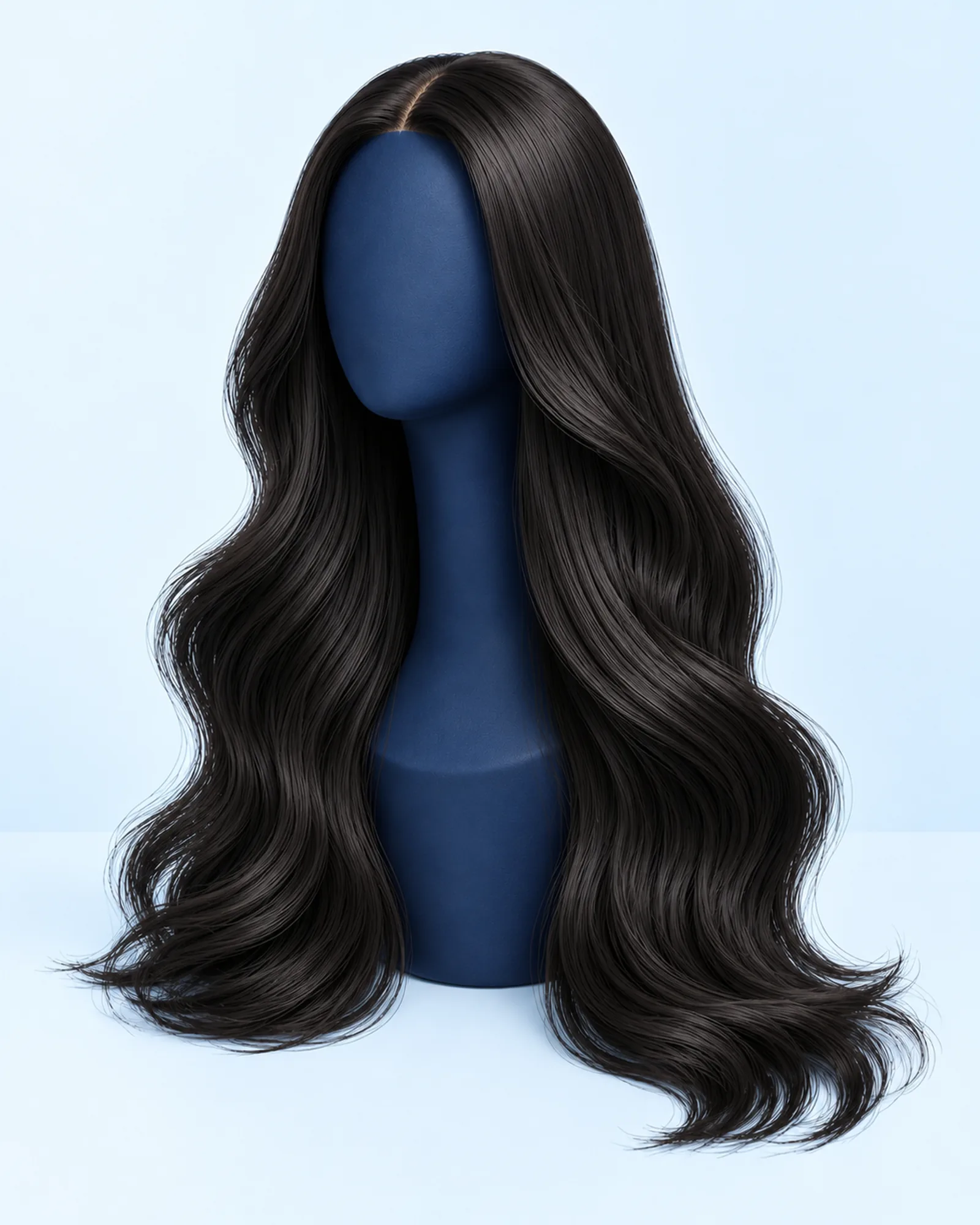 Illustration of flowing black waves on a minimalist mannequin